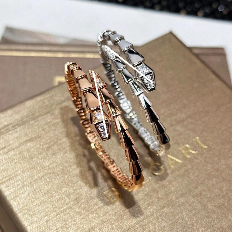 V Gold Two-Circle Snake Head And Tail Diamond Full Diamond Bracelet Plated With 18K Rose Gold Women'S Model Manufacturer For Live Broadcast - Image 2